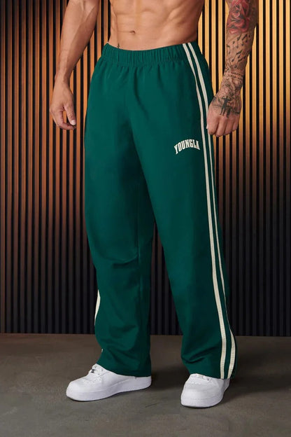 Men's Double Stripe Track Pants with Flexible Waistband