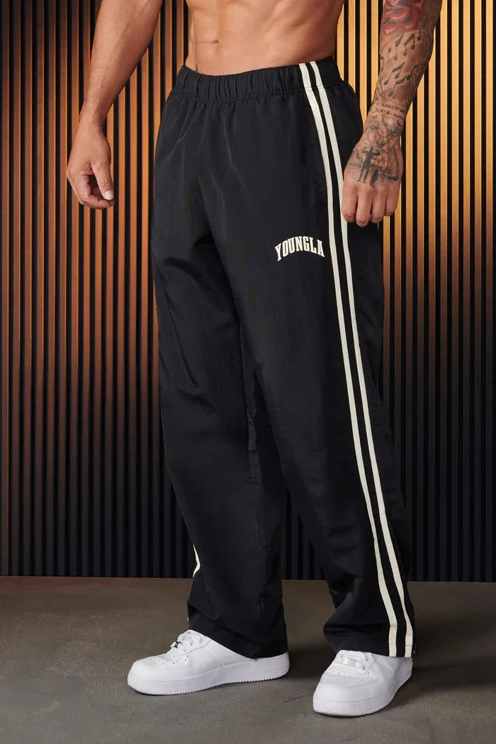 Men's Double Stripe Track Pants with Flexible Waistband