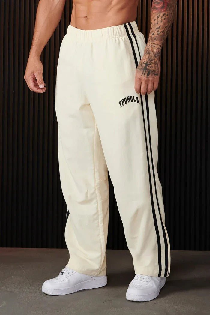Men's Double Stripe Track Pants with Flexible Waistband