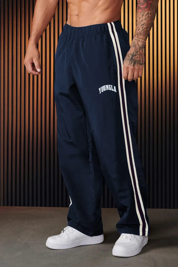 Men's Double Stripe Track Pants with Flexible Waistband