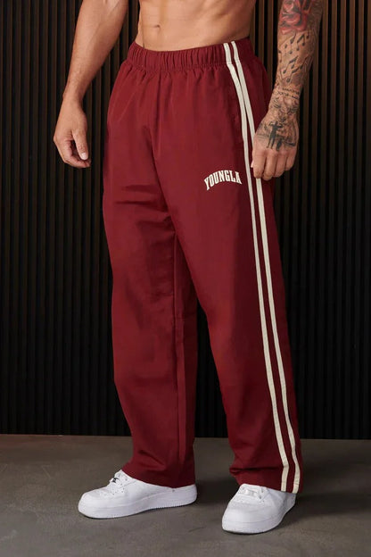 Men's Double Stripe Track Pants with Flexible Waistband