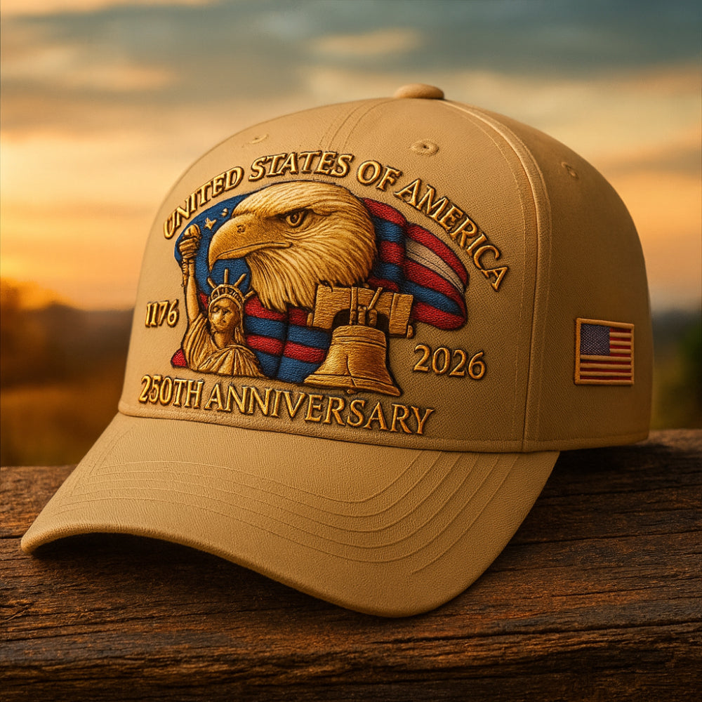 Men’s Eagle Embroidered 250th Anniversary Baseball Cap Adjustable