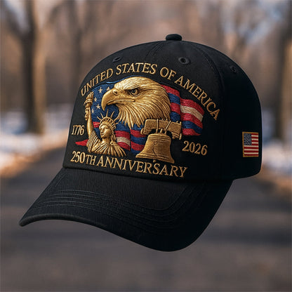 Men’s Eagle Embroidered 250th Anniversary Baseball Cap Adjustable