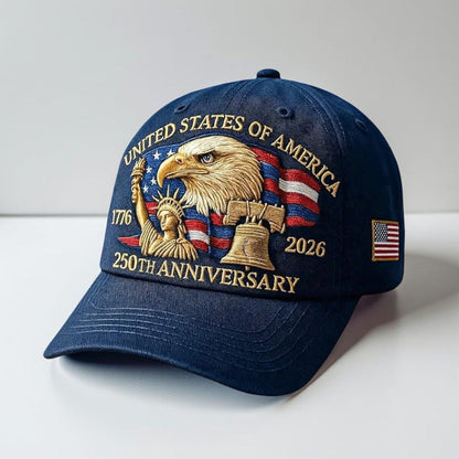 Men’s Eagle Embroidered 250th Anniversary Baseball Cap Adjustable