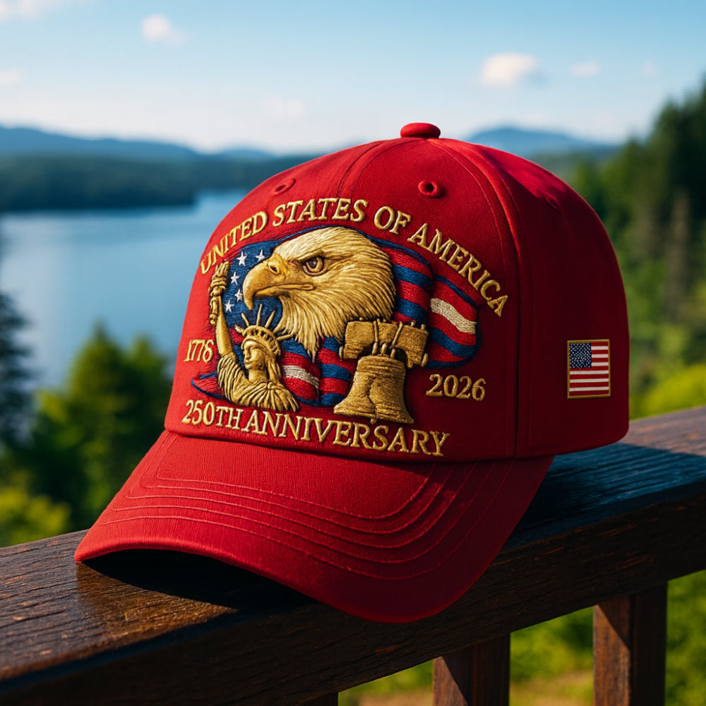 Men’s Eagle Embroidered 250th Anniversary Baseball Cap Adjustable