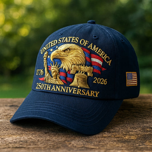 Cappellino da baseball da uomo con aquila ricamata, 250º anniversario, regolabile