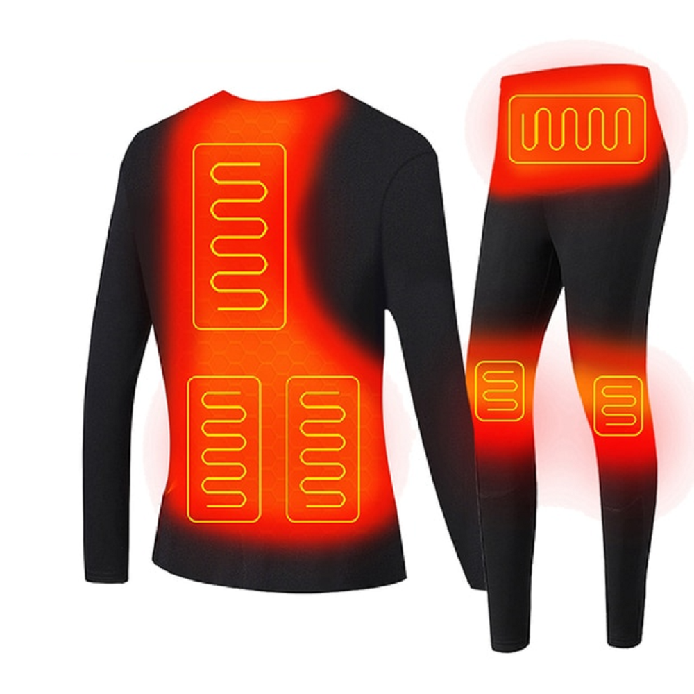 Ropa interior térmica eléctrica larga para hombre, con alimentación USB, costuras planas y diseño base para el invierno