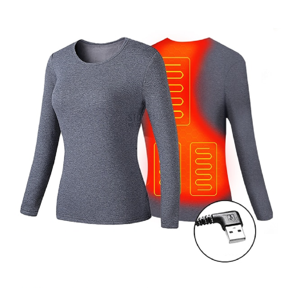 Ropa interior térmica eléctrica larga para hombre, con alimentación USB, costuras planas y diseño base para el invierno