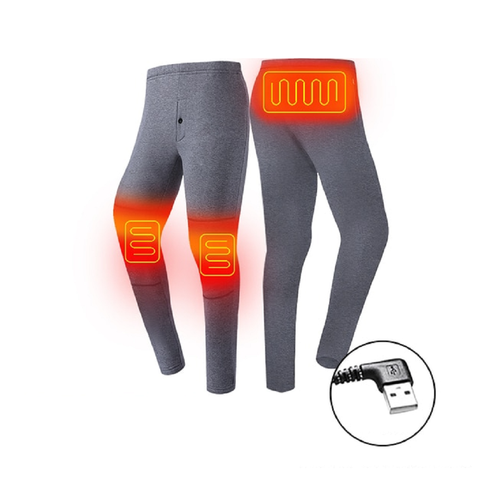Ropa interior térmica eléctrica larga para hombre, con alimentación USB, costuras planas y diseño base para el invierno