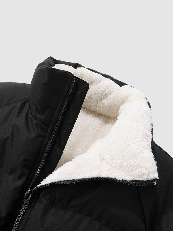 Men's Fleece Lined Puffer Jacket Warm Lightweight Winter Outerwear