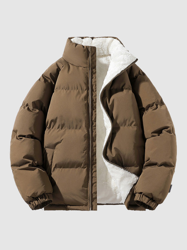 Men's Fleece Lined Puffer Jacket Warm Lightweight Winter Outerwear