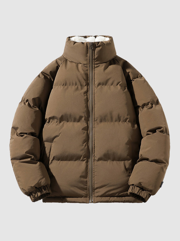 Men's Fleece Lined Puffer Jacket Warm Lightweight Winter Outerwear