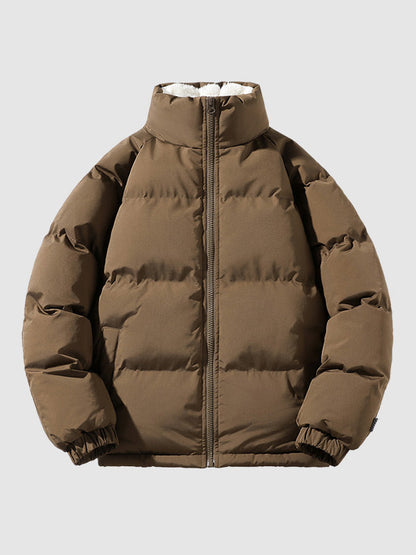 Men's Fleece Lined Puffer Jacket Warm Lightweight Winter Outerwear