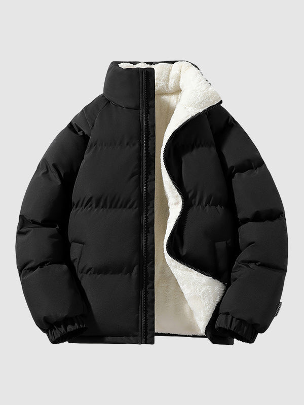 Men's Fleece Lined Puffer Jacket Warm Lightweight Winter Outerwear