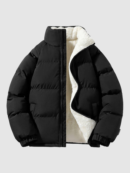 Men's Fleece Lined Puffer Jacket Warm Lightweight Winter Outerwear
