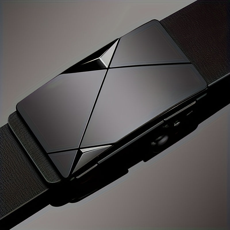 Men’s Genuine Leather Belt – Automatic Buckle Adjustable Cowhide Belt