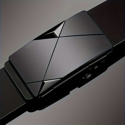 Men’s Genuine Leather Belt – Automatic Buckle Adjustable Cowhide Belt