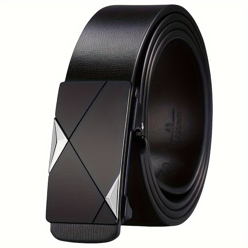 Men’s Genuine Leather Belt – Automatic Buckle Adjustable Cowhide Belt