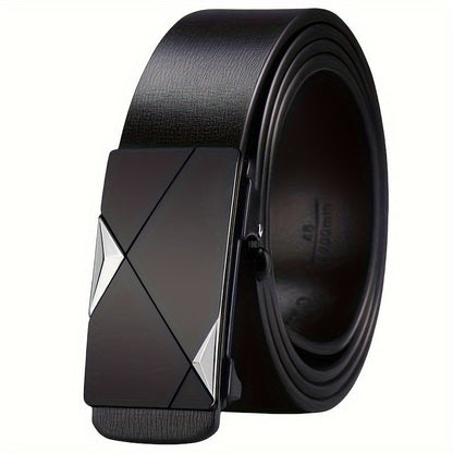 Men’s Genuine Leather Belt – Automatic Buckle Adjustable Cowhide Belt