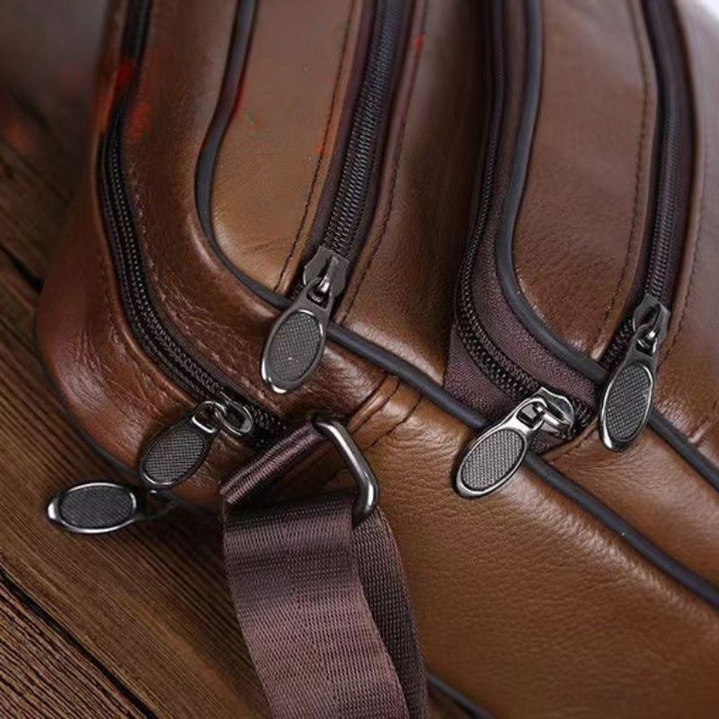 Men's Genuine Leather Shoulder Bag Cowhide Crossbody Adjustable Strap