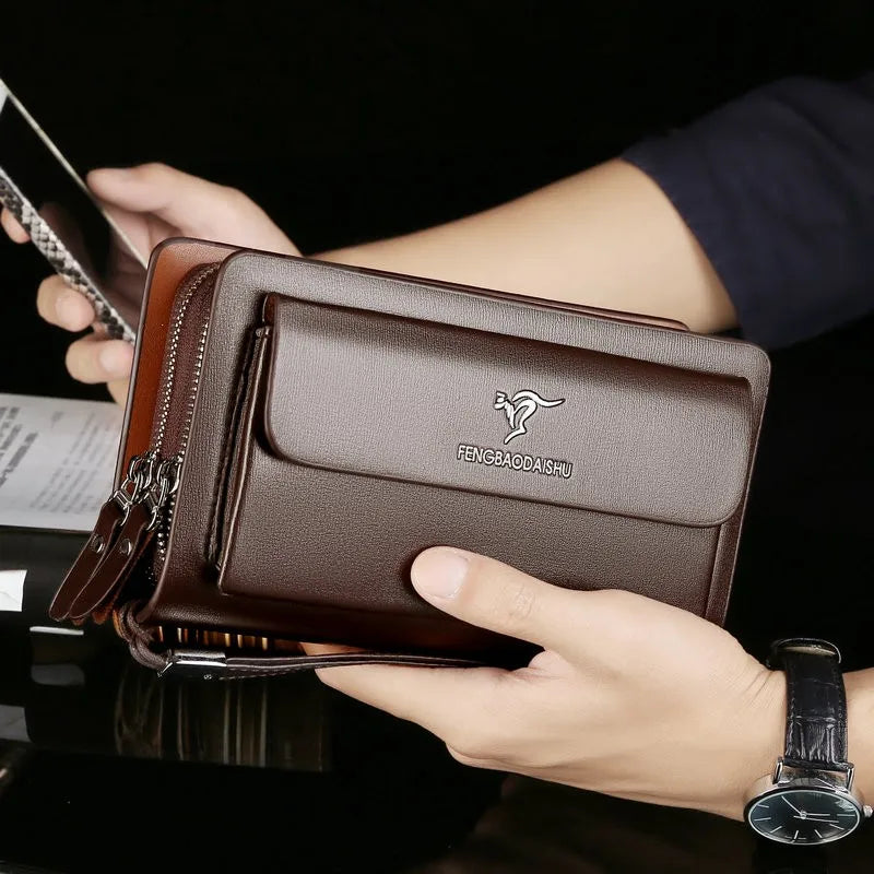 Men’s Leather Clutch Wallet Spacious Organizer Bag