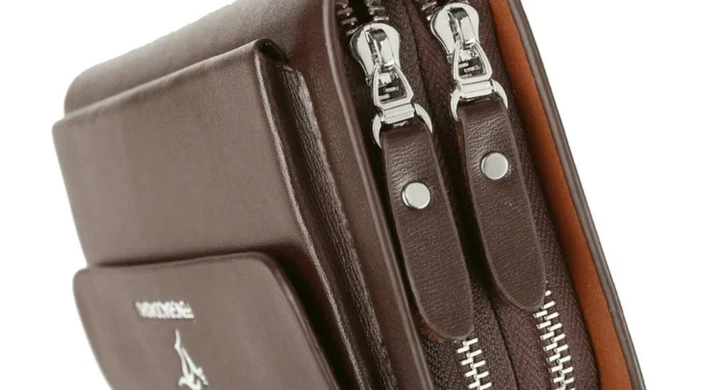 Men’s Leather Clutch Wallet Spacious Organizer Bag