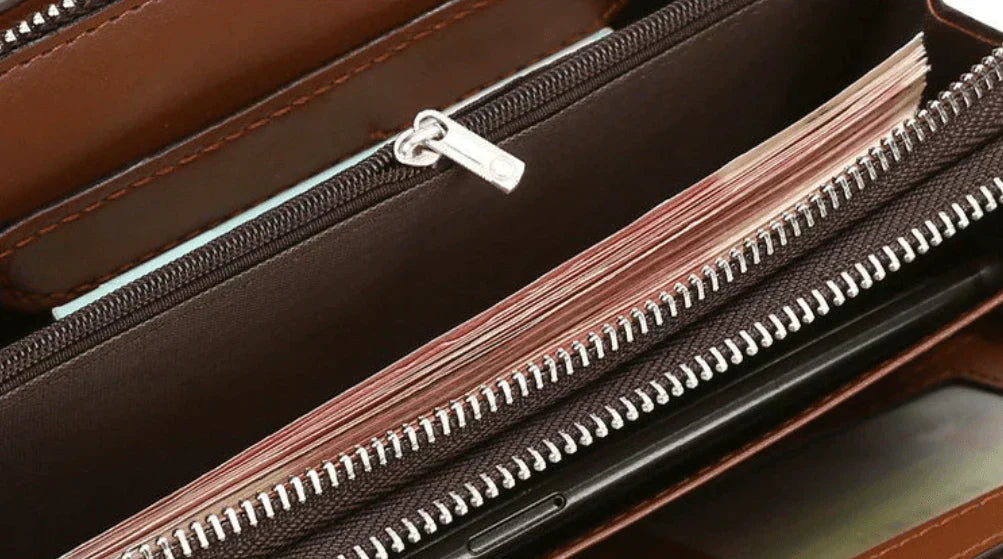 Men’s Leather Clutch Wallet Spacious Organizer Bag
