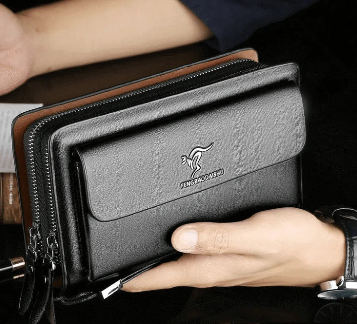 Men’s Leather Clutch Wallet Spacious Organizer Bag