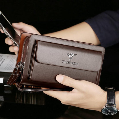 Men’s Leather Clutch Wallet Spacious Organizer Bag