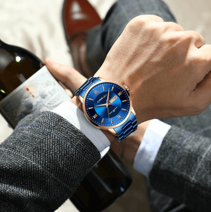 Men’s Luxury Waterproof Chronograph Watch with Stainless Steel Strap