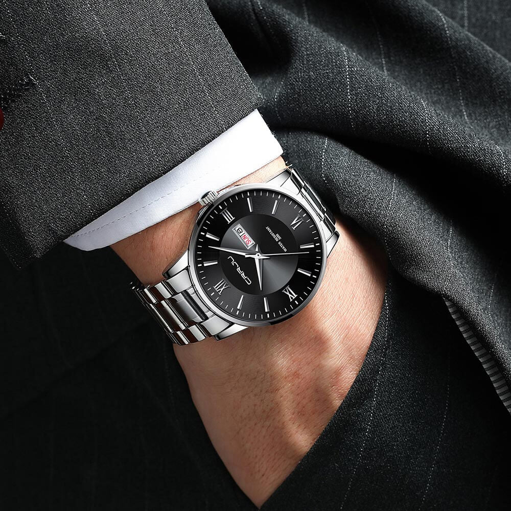 Men’s Luxury Waterproof Chronograph Watch with Stainless Steel Strap