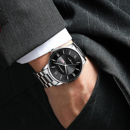 Men’s Luxury Waterproof Chronograph Watch with Stainless Steel Strap