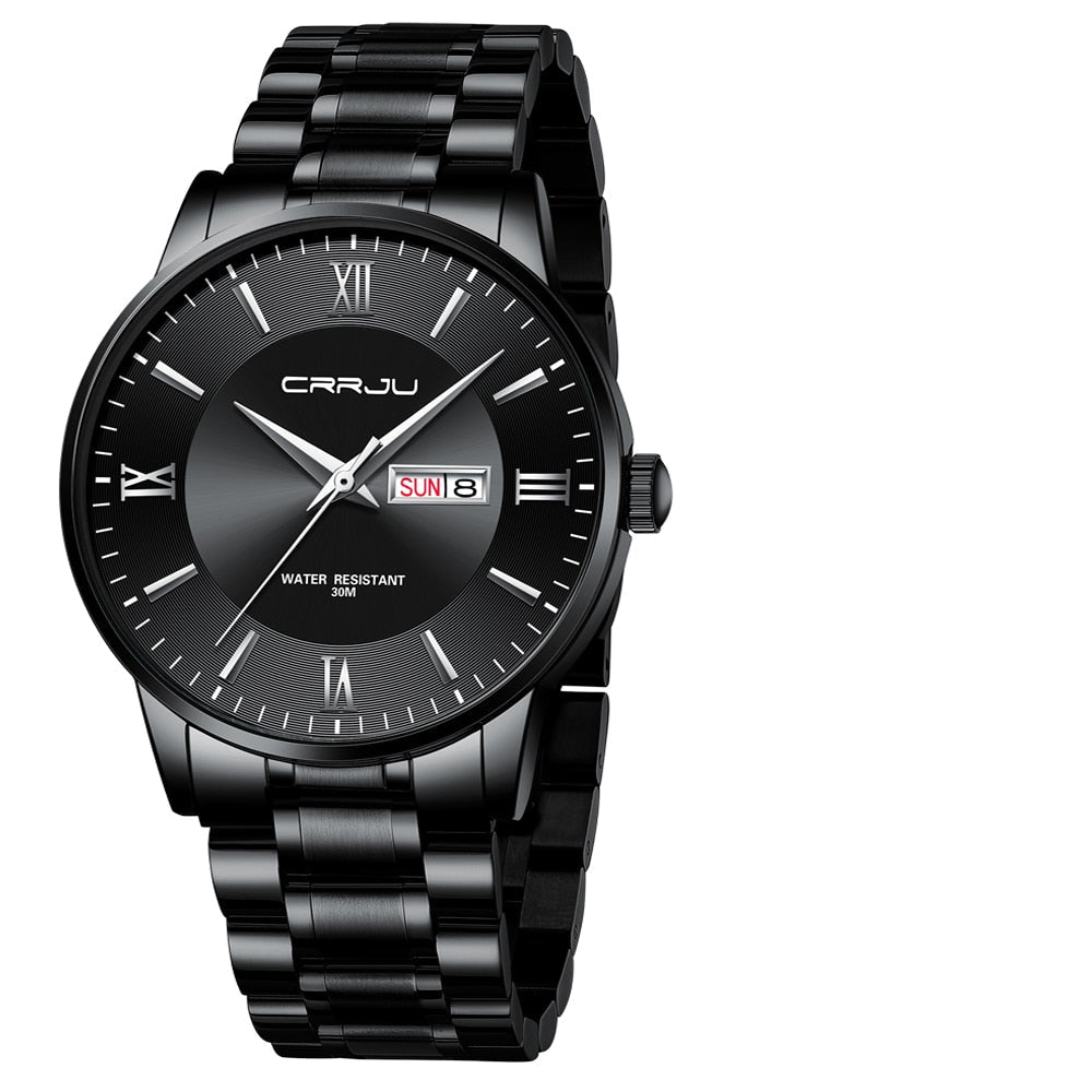 Men’s Luxury Waterproof Chronograph Watch with Stainless Steel Strap