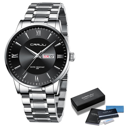 Men’s Luxury Waterproof Chronograph Watch with Stainless Steel Strap