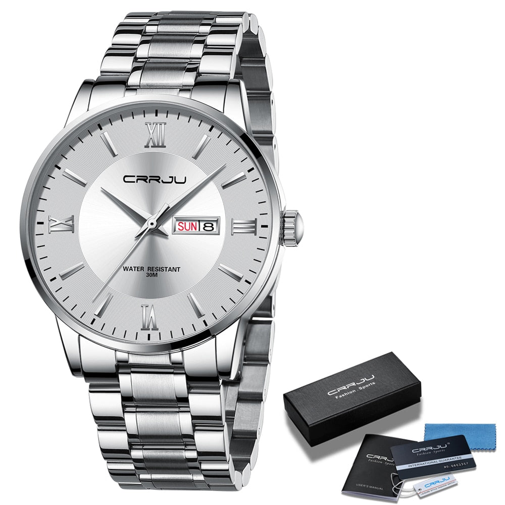Men’s Luxury Waterproof Chronograph Watch with Stainless Steel Strap