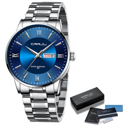 Men’s Luxury Waterproof Chronograph Watch with Stainless Steel Strap