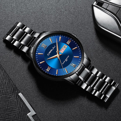 Men’s Luxury Waterproof Chronograph Watch with Stainless Steel Strap