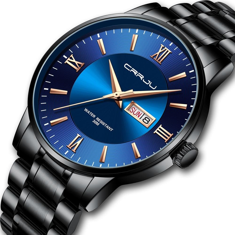 Men’s Luxury Waterproof Chronograph Watch with Stainless Steel Strap
