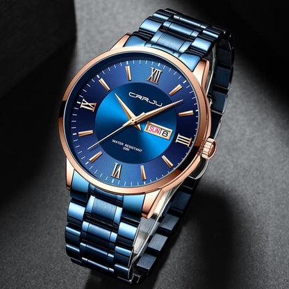Men’s Luxury Waterproof Chronograph Watch with Stainless Steel Strap