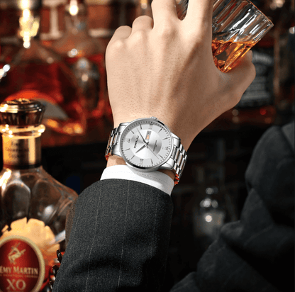 Men’s Luxury Waterproof Chronograph Watch with Stainless Steel Strap