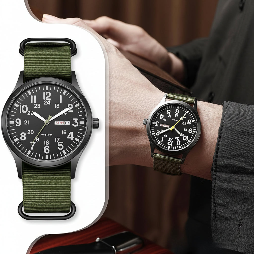 Men's Outdoor Watch with Water-Resistant Stainless Steel Case