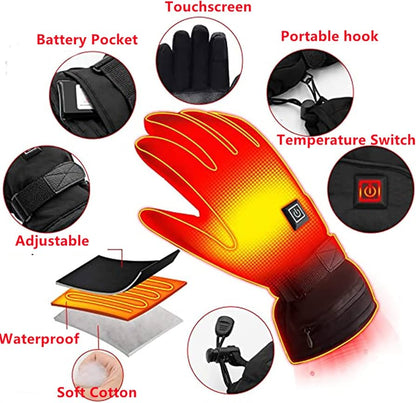 Men’s Rechargeable Heated Gloves Three Heat Levels Winter Outdoor Handwear
