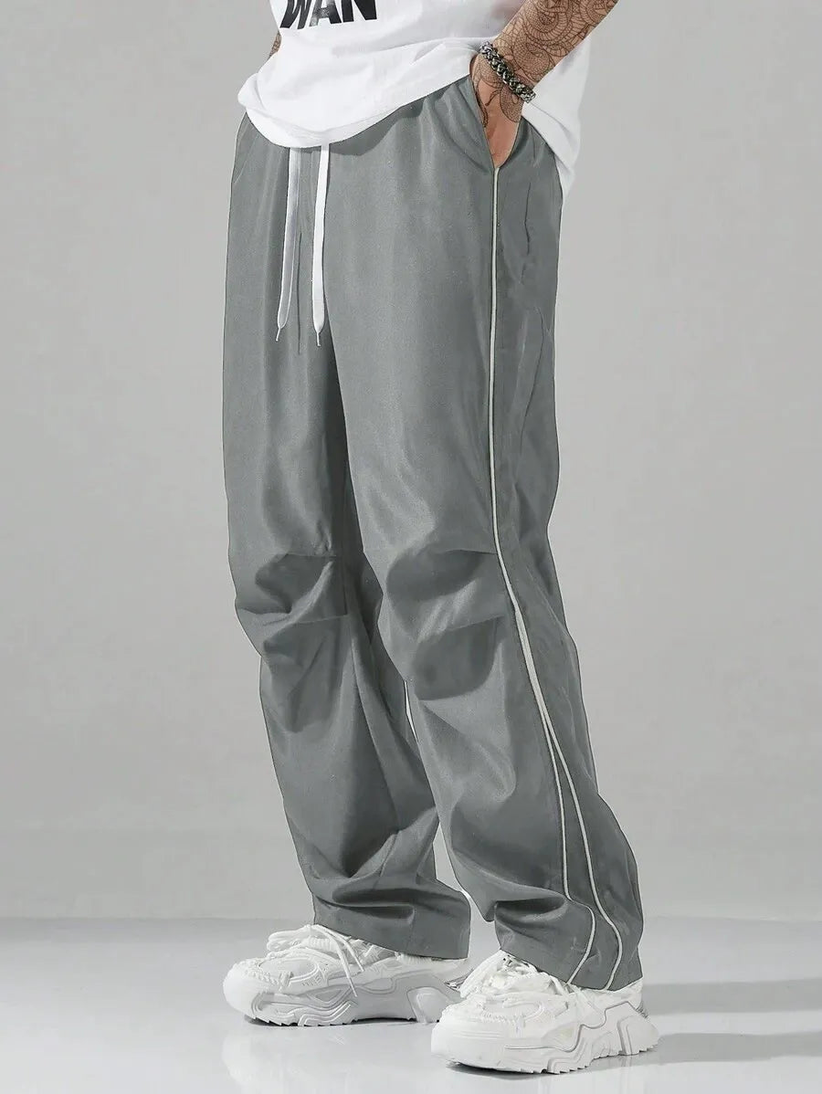 Men's Relaxed Straight-Leg Track Pants with Drawstring Waist