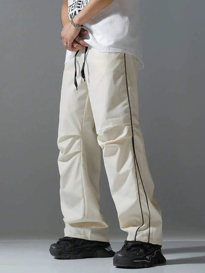 Men's Relaxed Straight-Leg Track Pants with Drawstring Waist