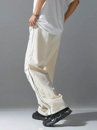 Men's Relaxed Straight-Leg Track Pants with Drawstring Waist