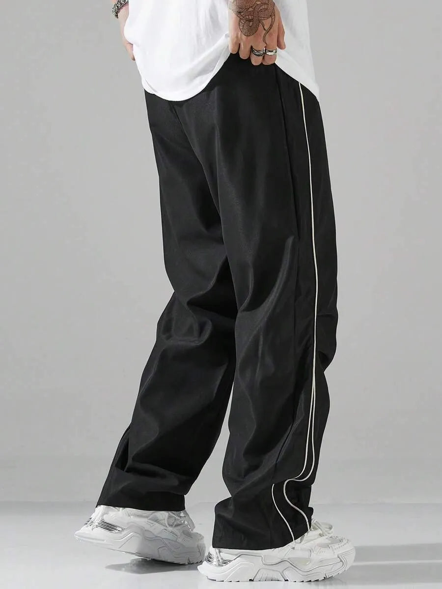 Men's Relaxed Straight-Leg Track Pants with Drawstring Waist