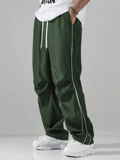 Men's Relaxed Straight-Leg Track Pants with Drawstring Waist
