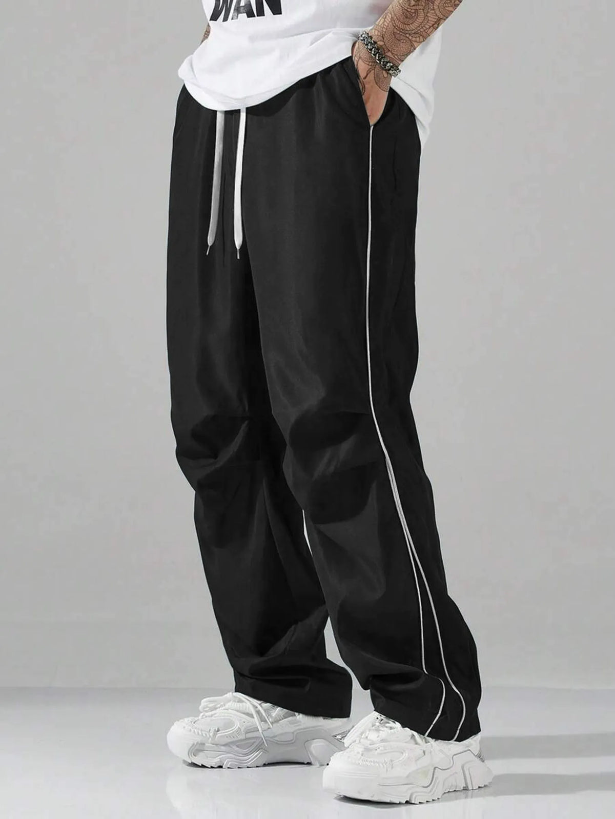 Men's Relaxed Straight-Leg Track Pants with Drawstring Waist