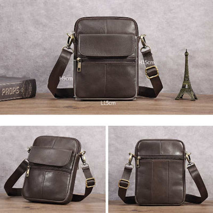 Men’s Small Genuine Leather Shoulder Bag Compact Crossbody