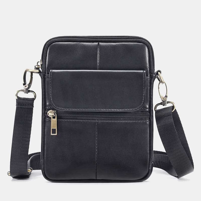 Men’s Small Genuine Leather Shoulder Bag Compact Crossbody